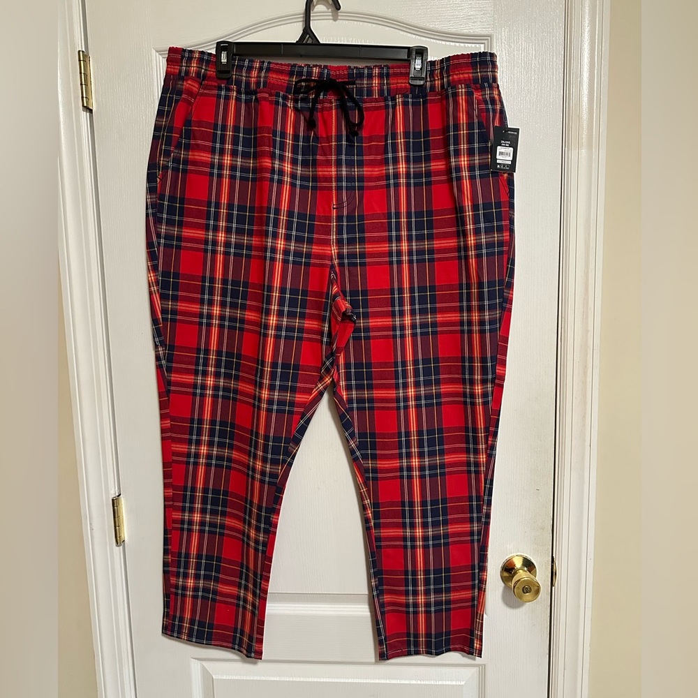 Men’s No Boundaries Red Plaid Joggers 2XL NWT Pockets Slim Tapered